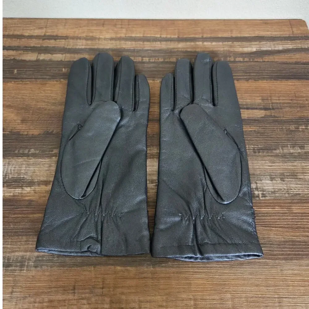 ARIS Woman's Gray Metallic Leather Gloves Size Med NWOT